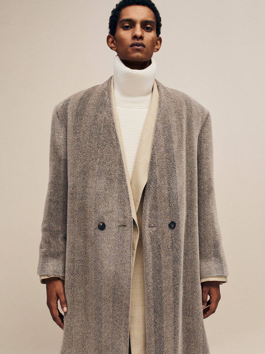 Chevron Brushed Wool Lapelless Overcoat - Fear of God