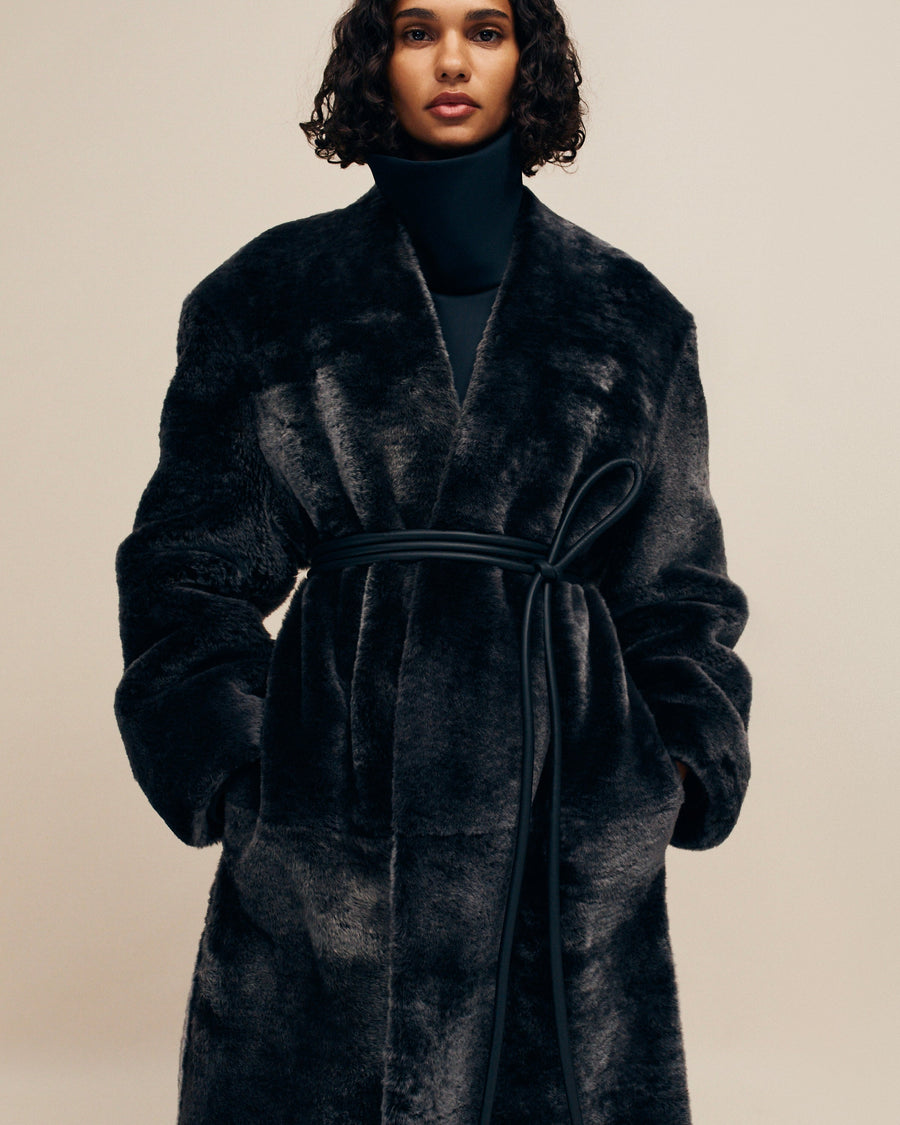 Shearling Lapelless Overcoat - Fear of God