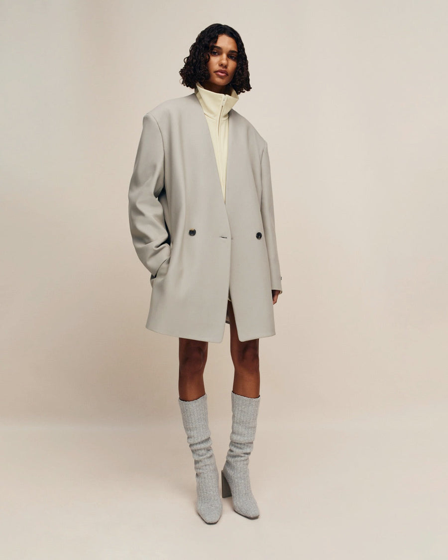 Wool Gabardine Double Breasted Lapelless Blazer - Fear of God