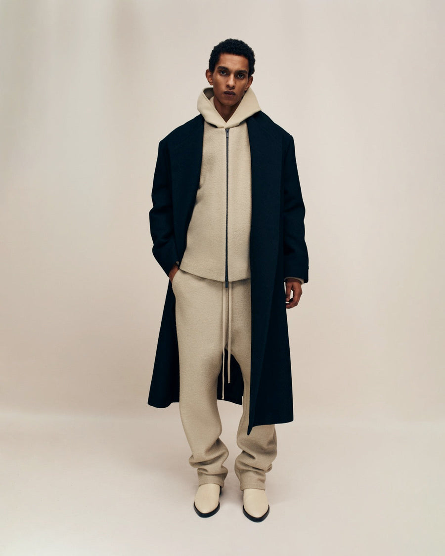 Boiled Wool 3/4 Sleeve Collarless Zip-Up - Fear of God