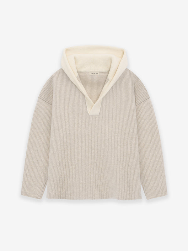 Wool V-Neck Hoodie