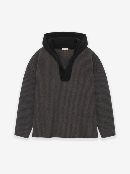 Wool V-Neck Hoodie