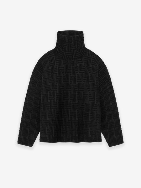 Wool Jacquard High Neck Sweater