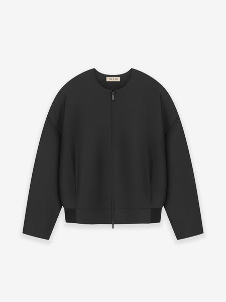 Wool Silk Collarless Jacket