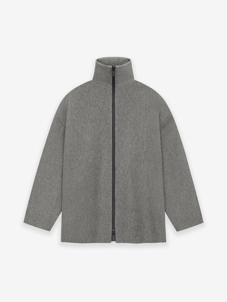 Melange Wool High Neck Jacket