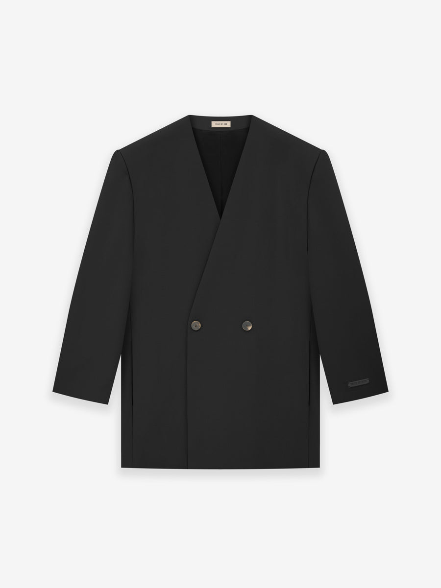 Wool Gabardine Double Breasted Lapelless Blazer - Fear of God
