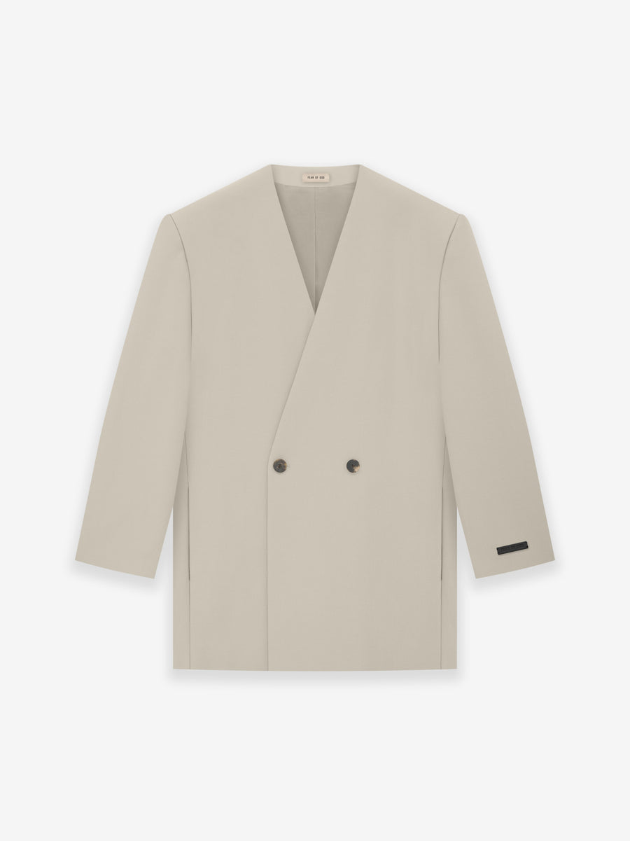 Wool Gabardine Double Breasted Lapelless Blazer - Fear of God