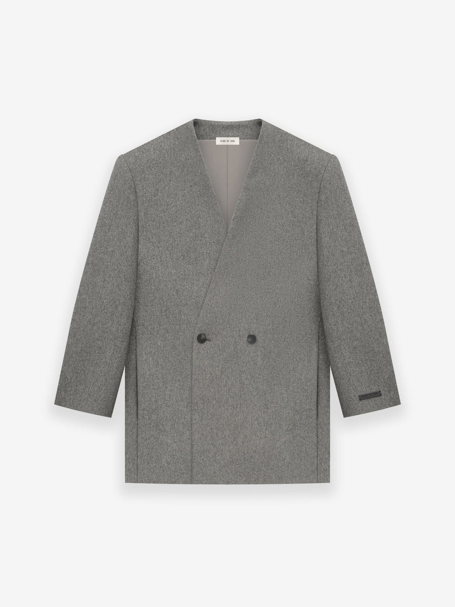 Melange Wool Double Breasted Lapelless Blazer - Fear of God