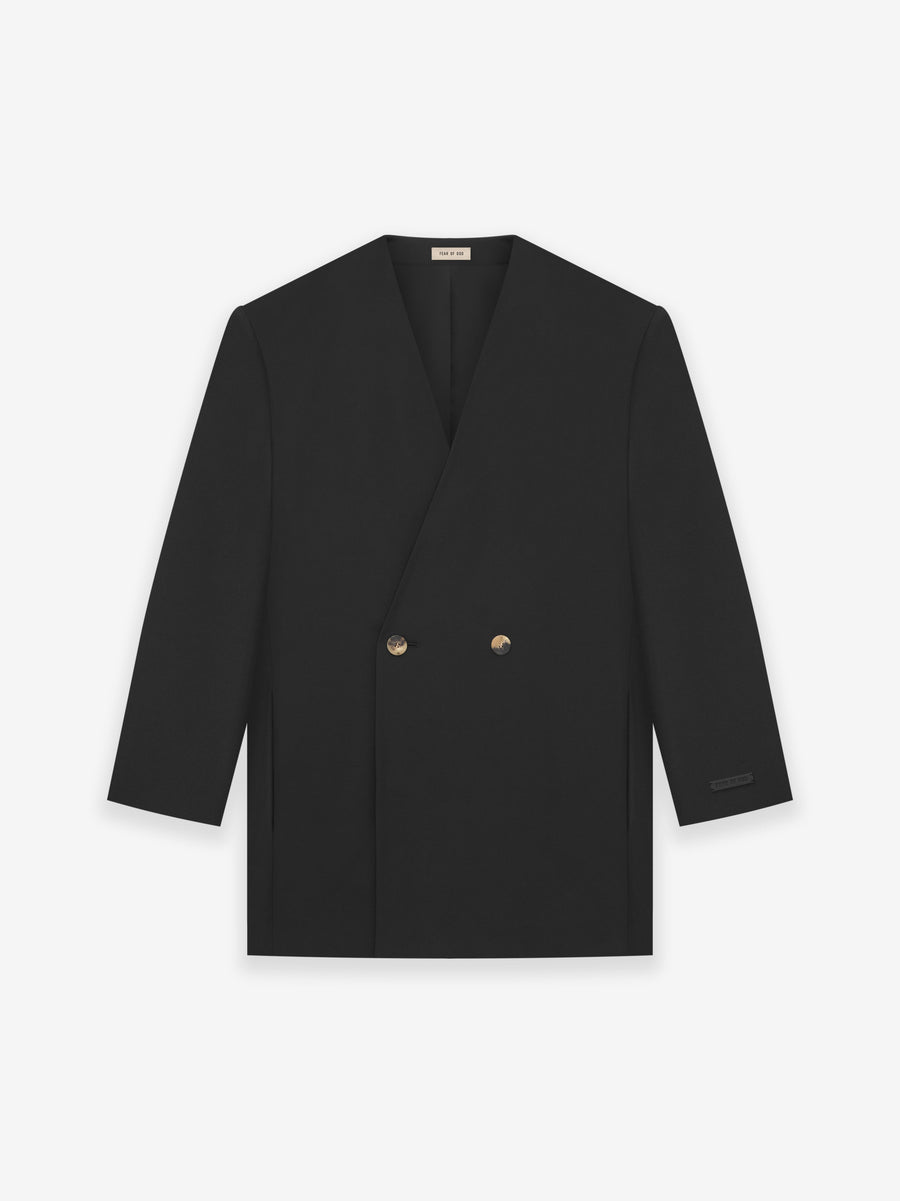 Silk Wool Double Breasted Lapelless Blazer - Fear of God