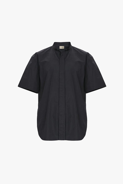 Short Sleeve Black Button Up